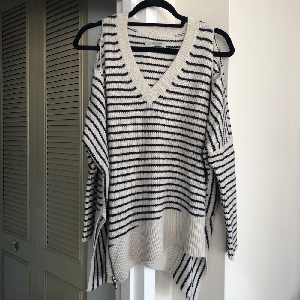 All Saints Able Asymmetrical Cold Shoulder Sweater